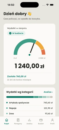 Pulpit z licznikiem miesięcznego budżetu